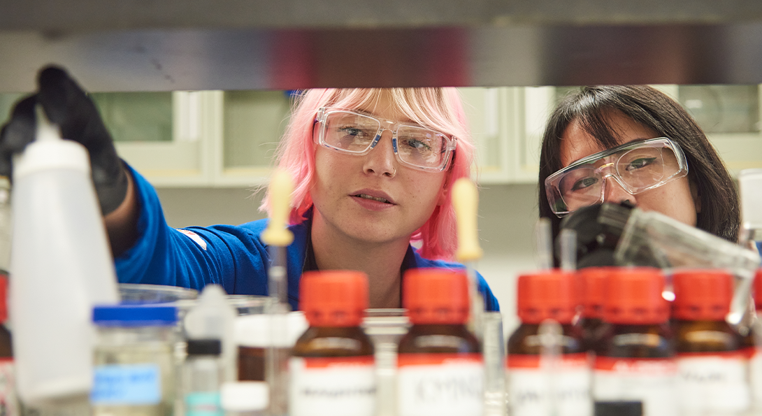 Students in the Riley Lab grab supplies