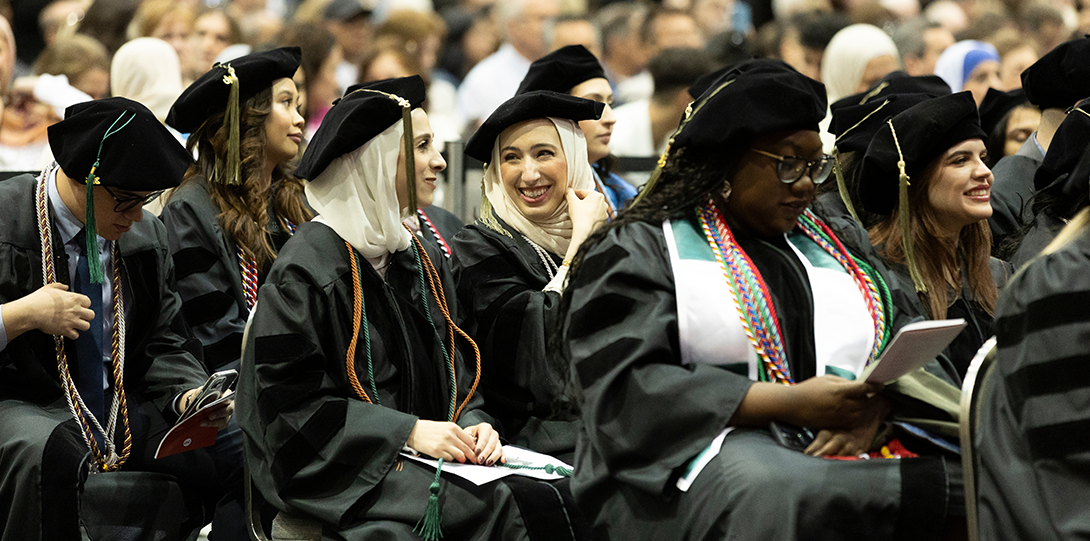 Student pharmacists seated at 2025 Commencement