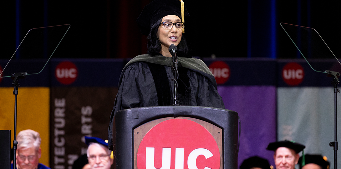 2025 Commencement speaker Dr. Jennifer Perry addresses the audience
